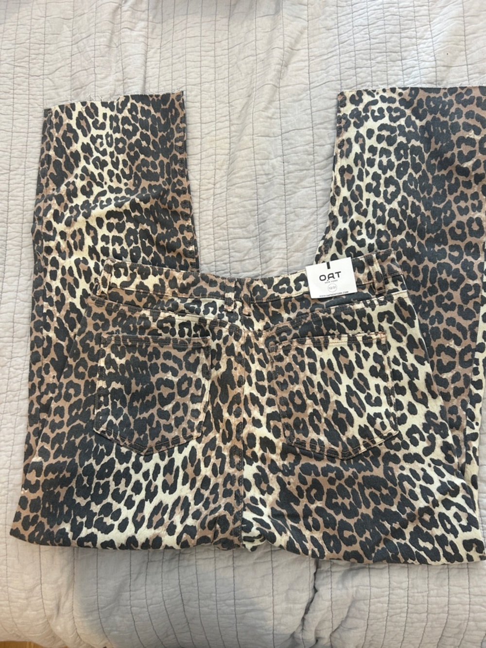 OAT Leopard Print Straight Jeans - Brown/Black size 12 length 28 - Picture 4 of 5